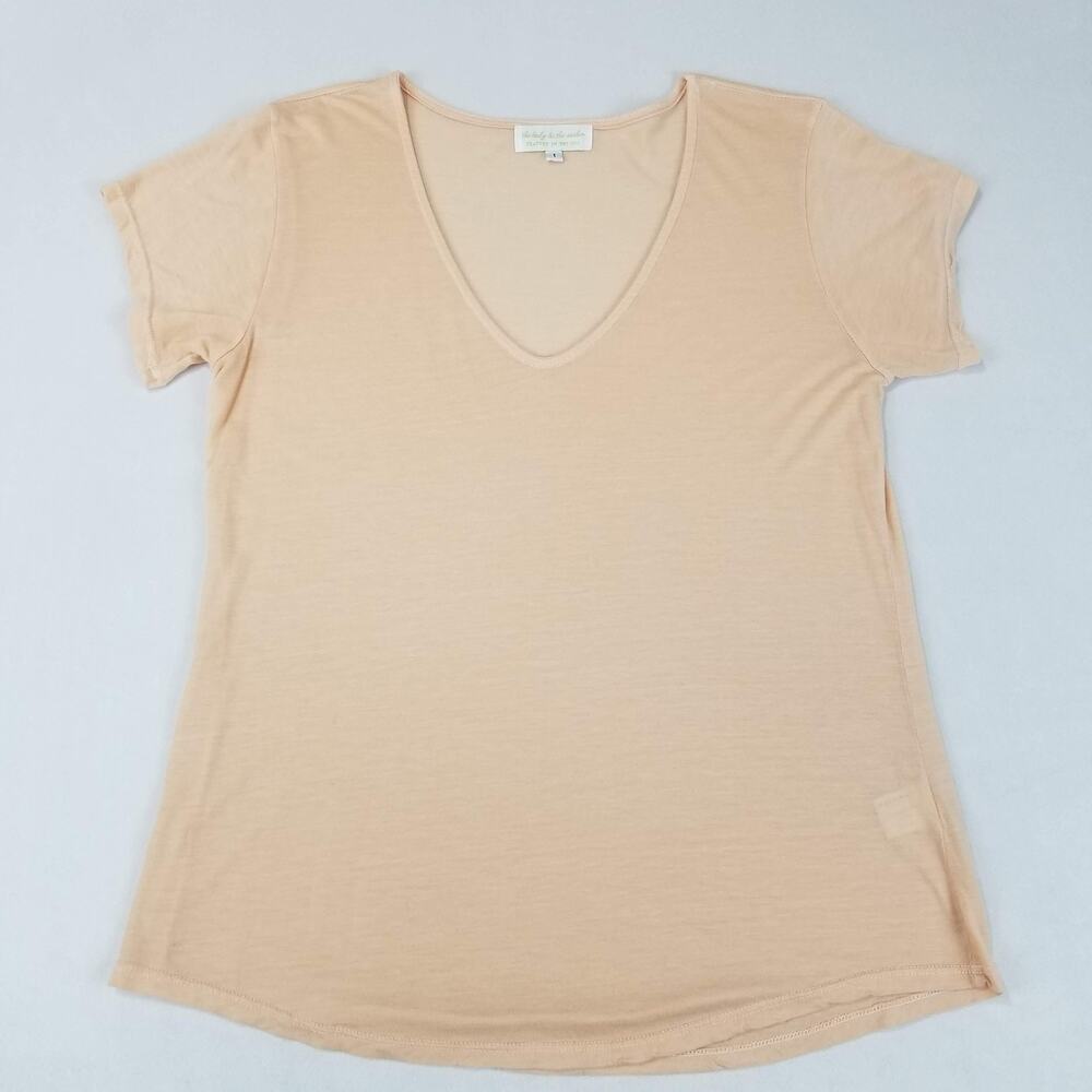 the lady & the sailor Shirt Womens Size 1 Peach V-Neck Tencel Crafted in USA